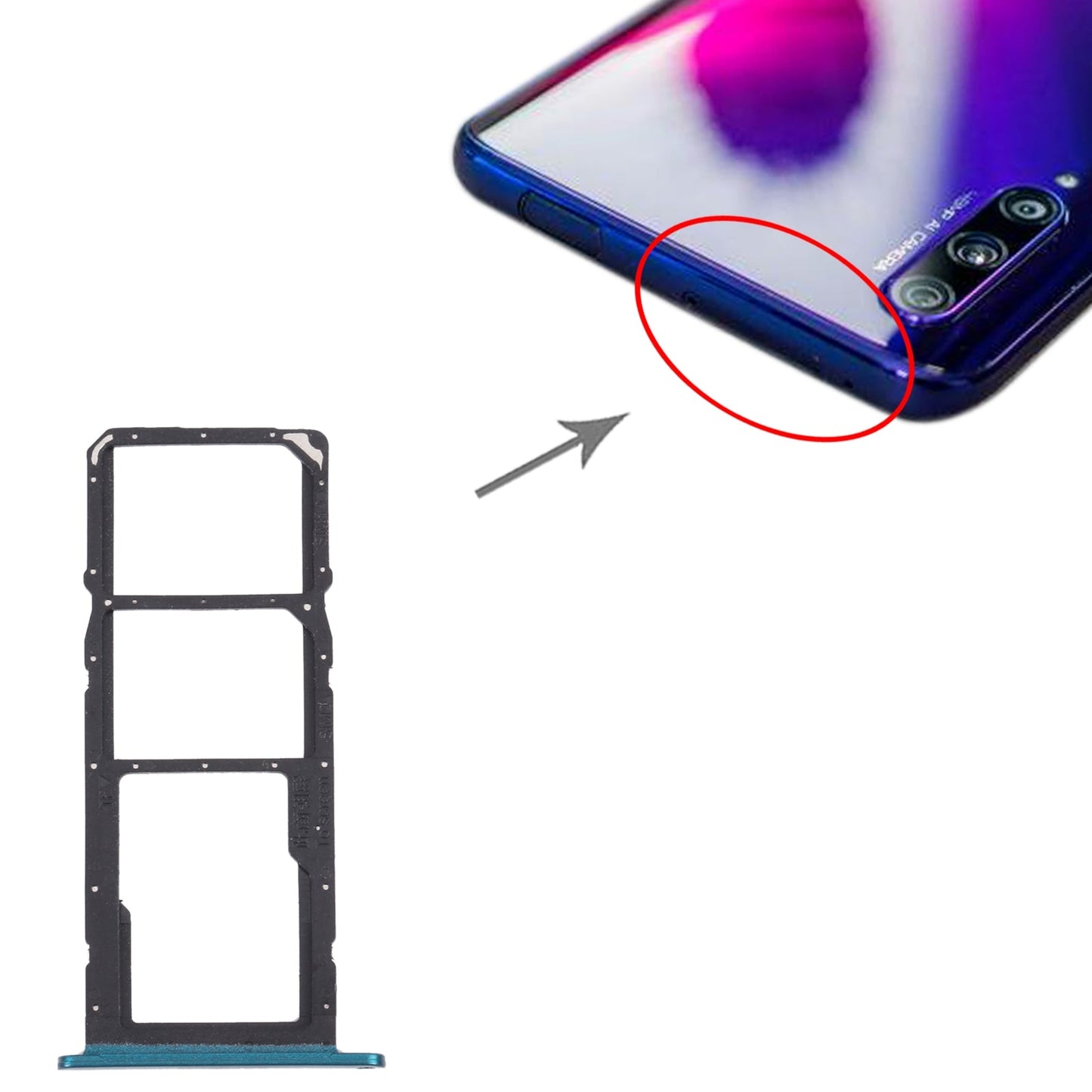 SIM Card Tray + SIM Card Tray + Micro SD Card Tray for Honor 20e (Green)