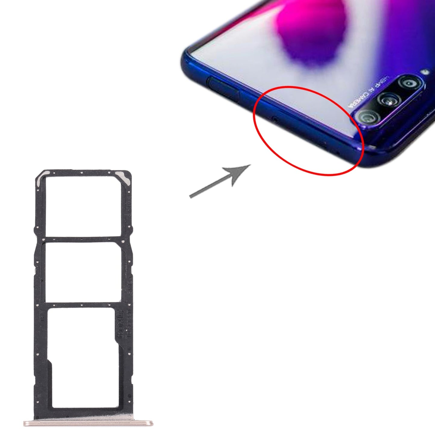 SIM Card Tray + SIM Card Tray + Micro SD Card Tray for Honor 20e (Gold)