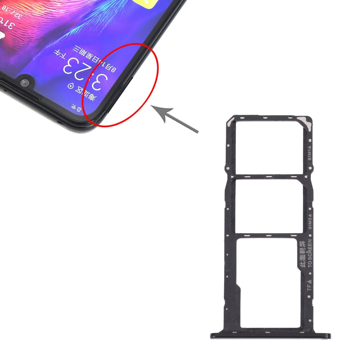 SIM Card Tray + SIM Card Tray + Micro SD Card Tray for Honor Play 8(Black)