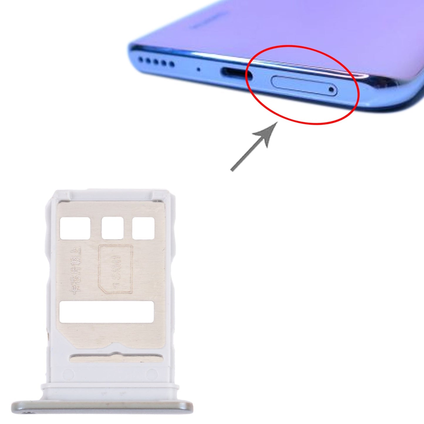 SIM Card Tray + SIM/NM Card Tray for Huawei Y9a (Grey)