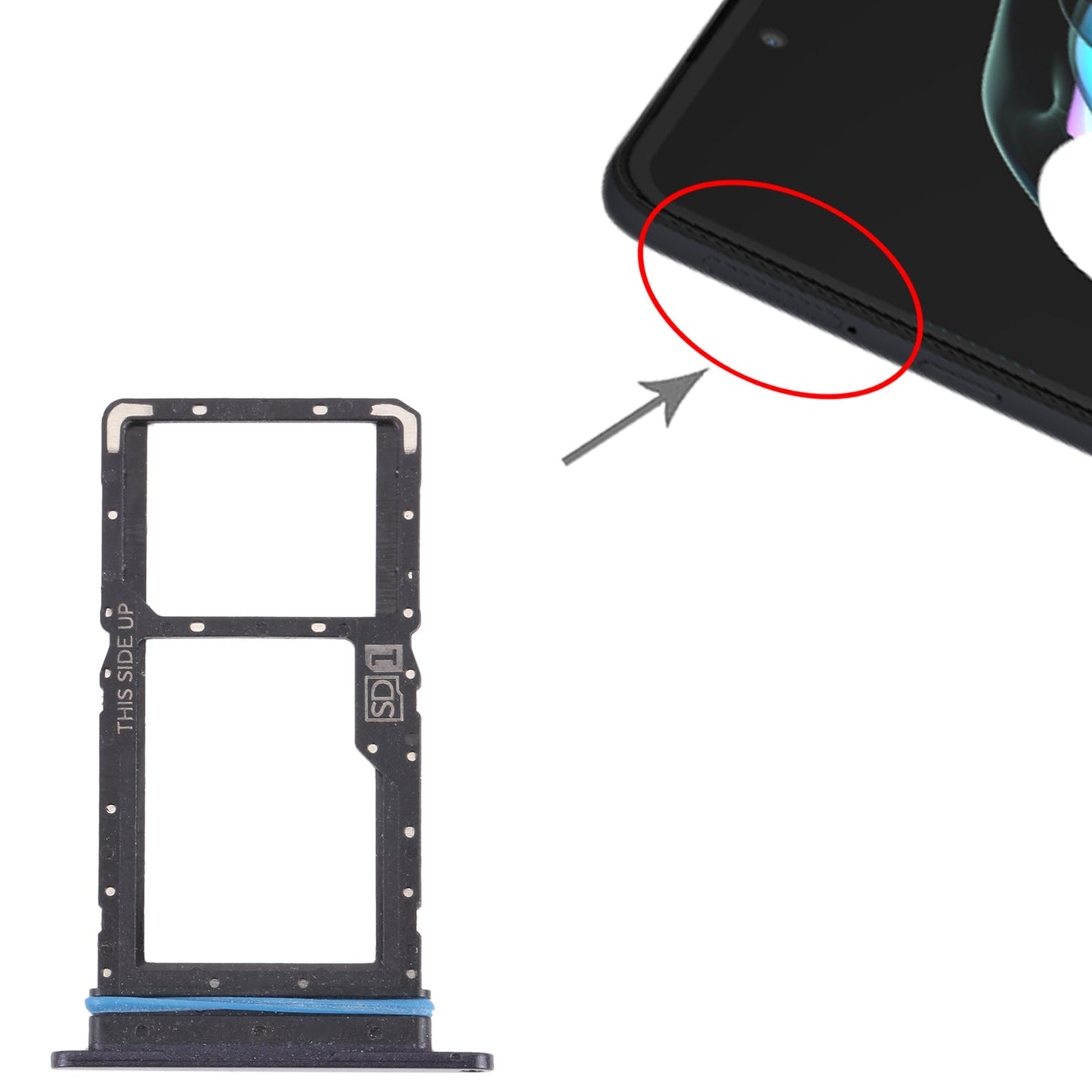 SIM Card Tray + Micro SD Card Tray for Motorola Edge 20 Lite (Black)