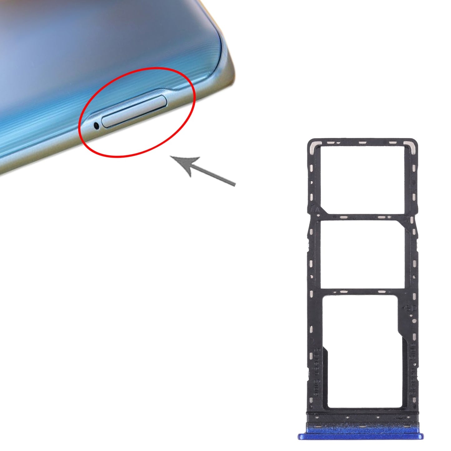 For Tecno Camon 12 Pro SIM Card Tray + SIM Card Tray + Micro SD Card Tray (Blue)