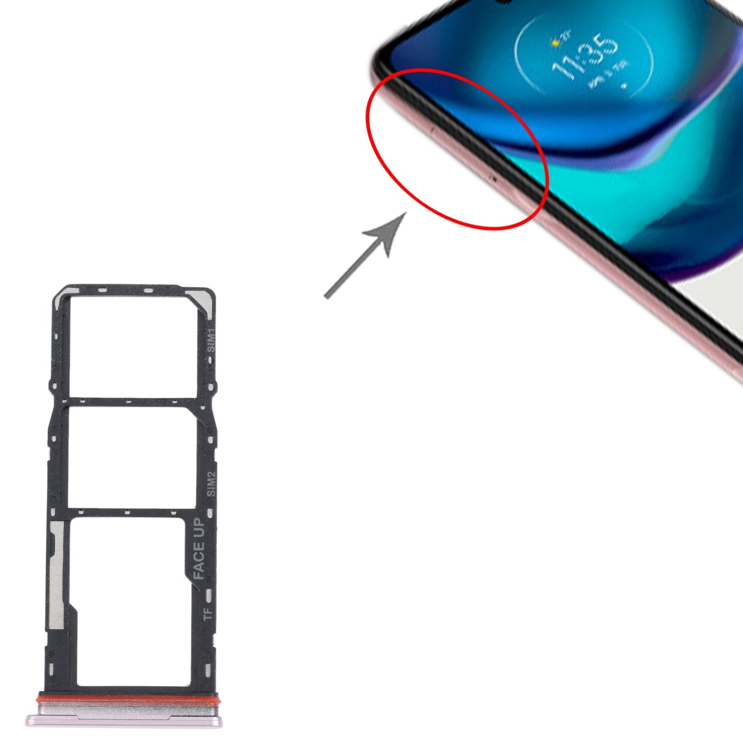 For Motorola Moto G42 SIM Card Tray + SIM Card Tray + Micro SD Card Tray (Gold)