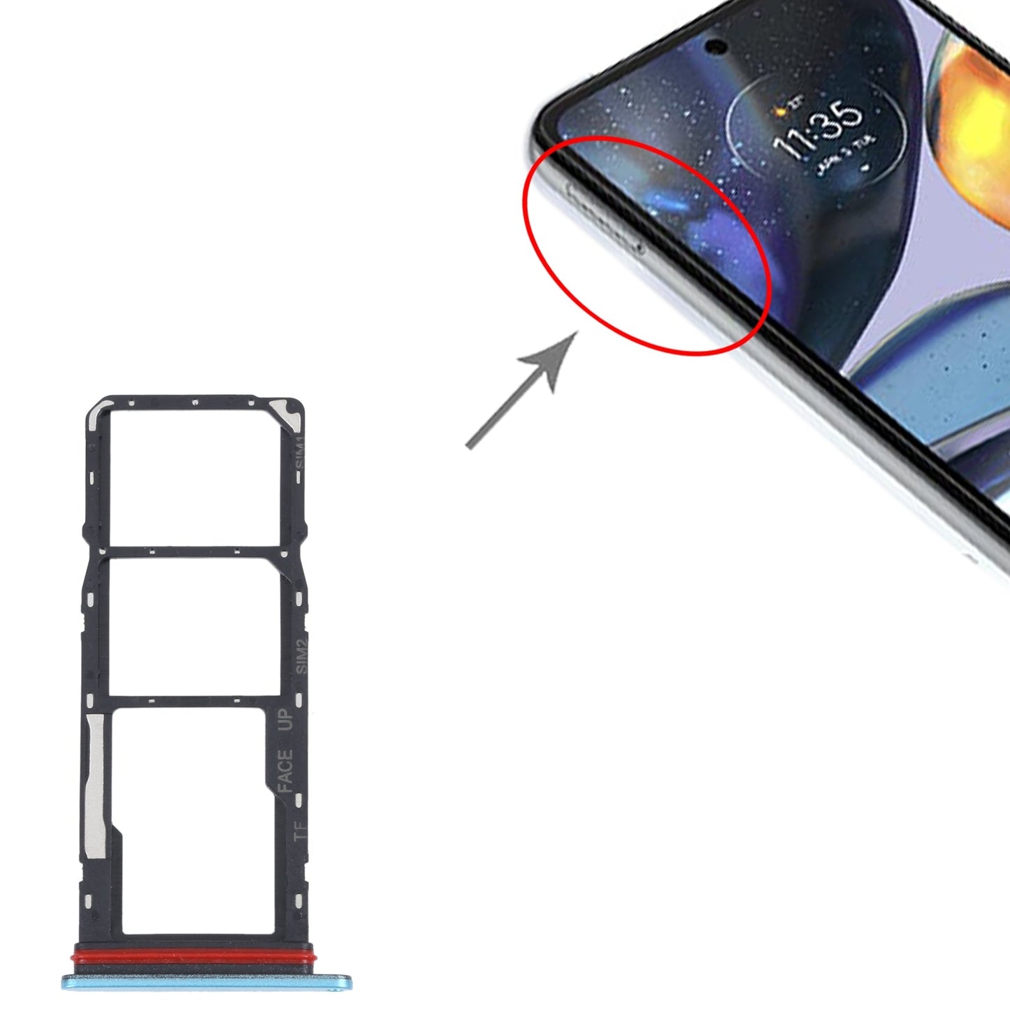 For Motorola Moto G22 SIM Card Tray + SIM Card Tray + Micro SD Card Tray (Blue)