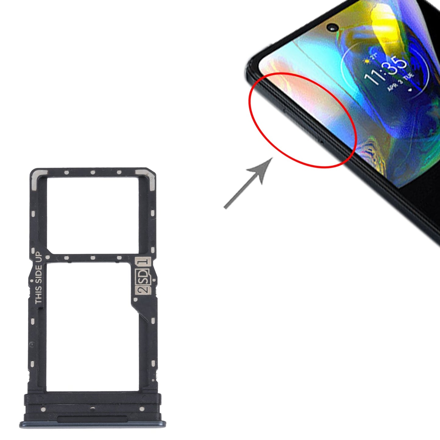 For Motorola Moto G82 5G SIM Card Tray + SIM / Micro SD Card Tray (Black)