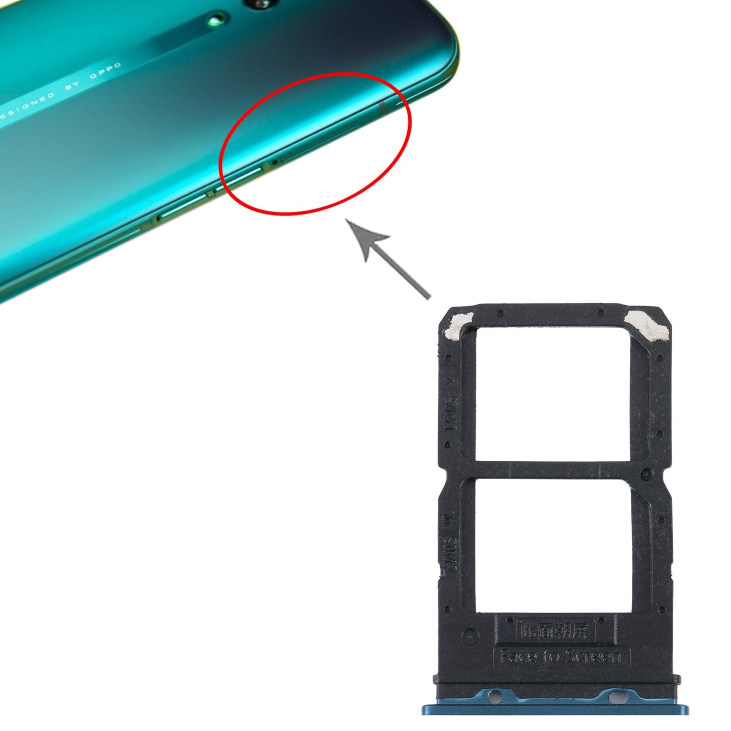 For OPPO Reno SIM Card Tray + SIM / Micro SD Card Tray (Green)