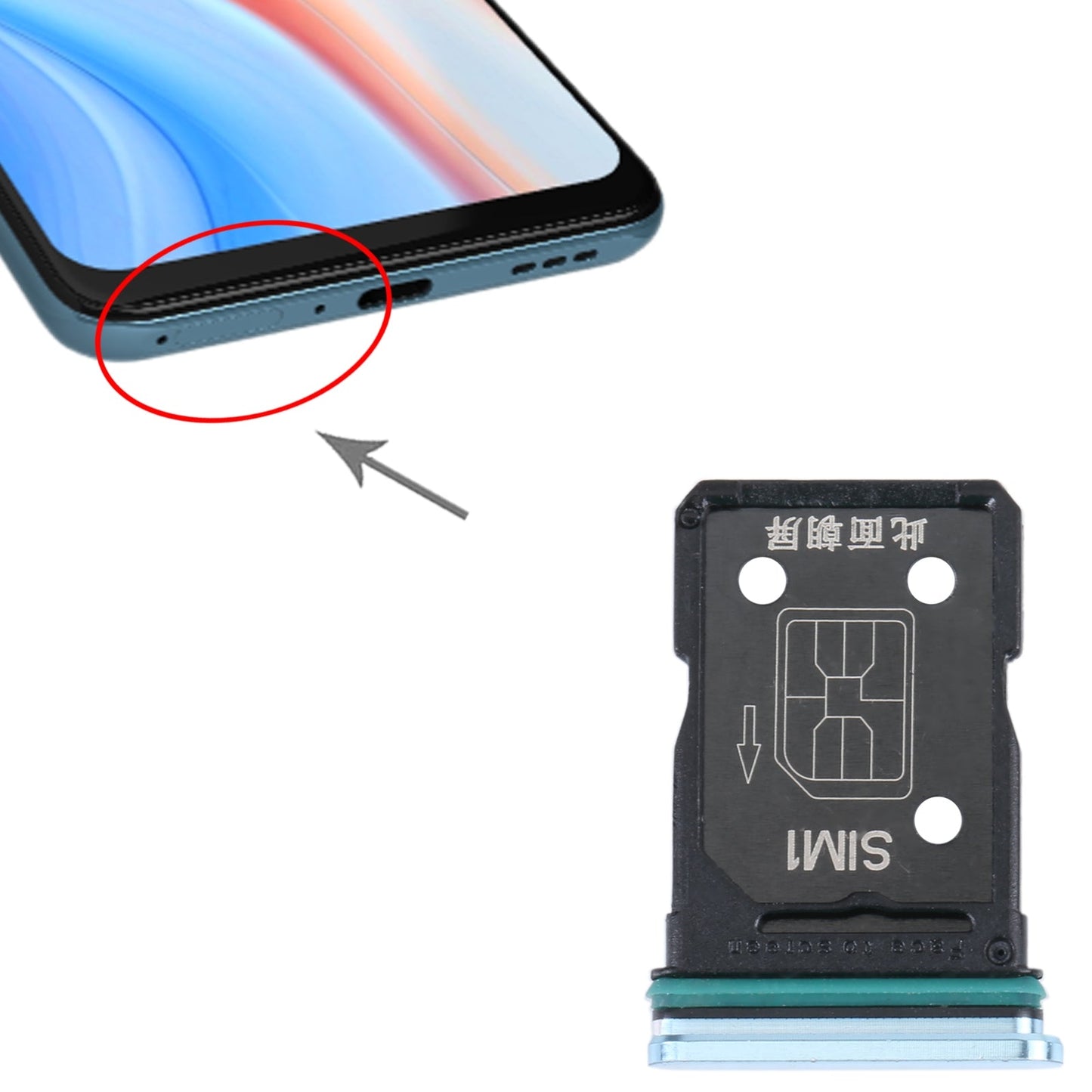 For OPPO Reno4 5G SIM Card Tray + SIM Card Tray (Blue)