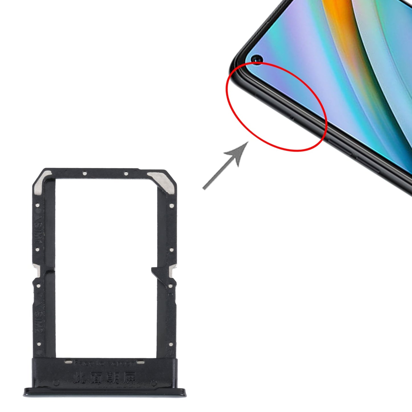 For OPPO K10 4G SIM Card Tray + SIM Card Tray (Black)