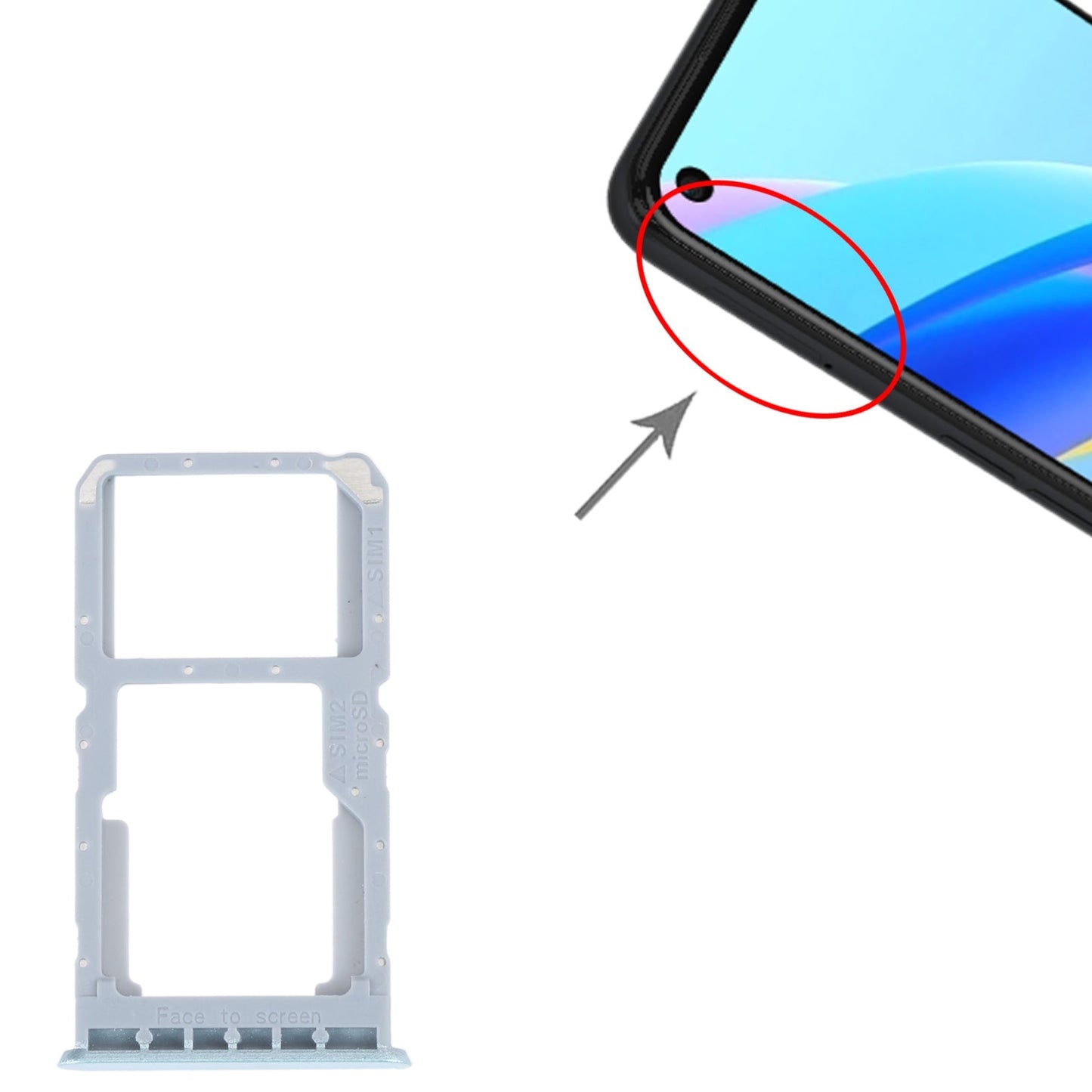 For OPPO A96 4G SIM Card Tray + SIM / Micro SD Card Tray (Blue)