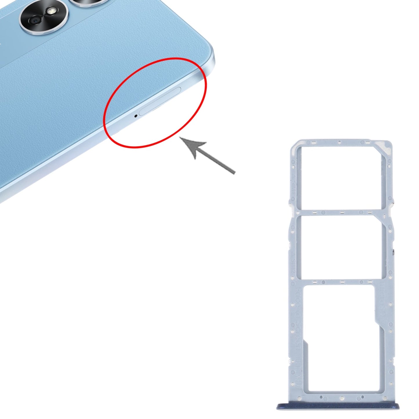 For OPPO A17 SIM Card Tray + SIM Card Tray + Micro SD Card Tray (Black)