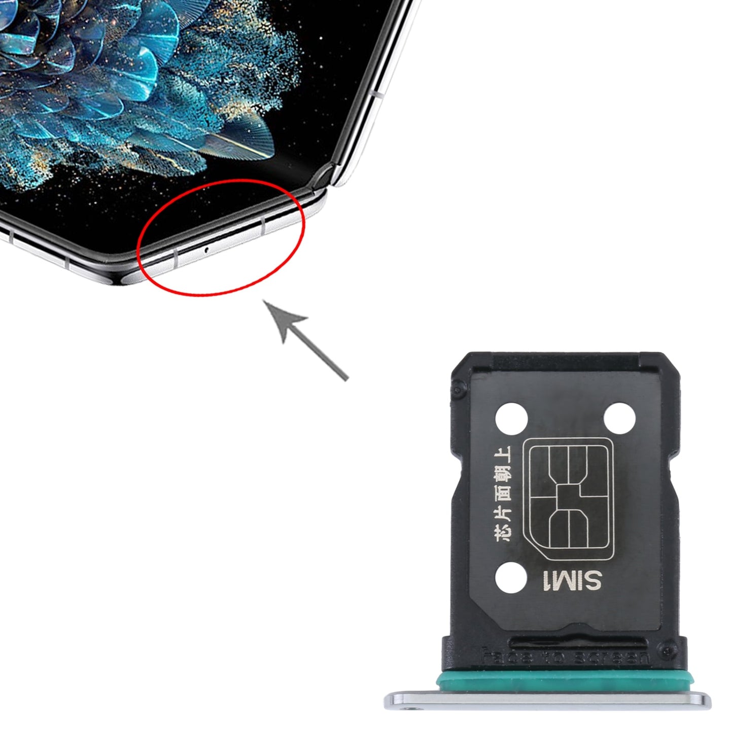 For OPPO Find N SIM Card Tray + SIM Card Tray (Silver)