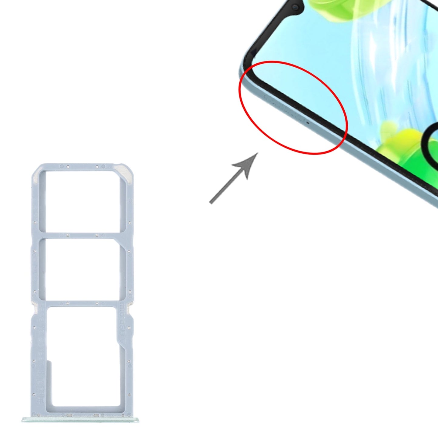 For Realme C30 SIM Card Tray + SIM Card Tray + Micro SD Card Tray (Green)