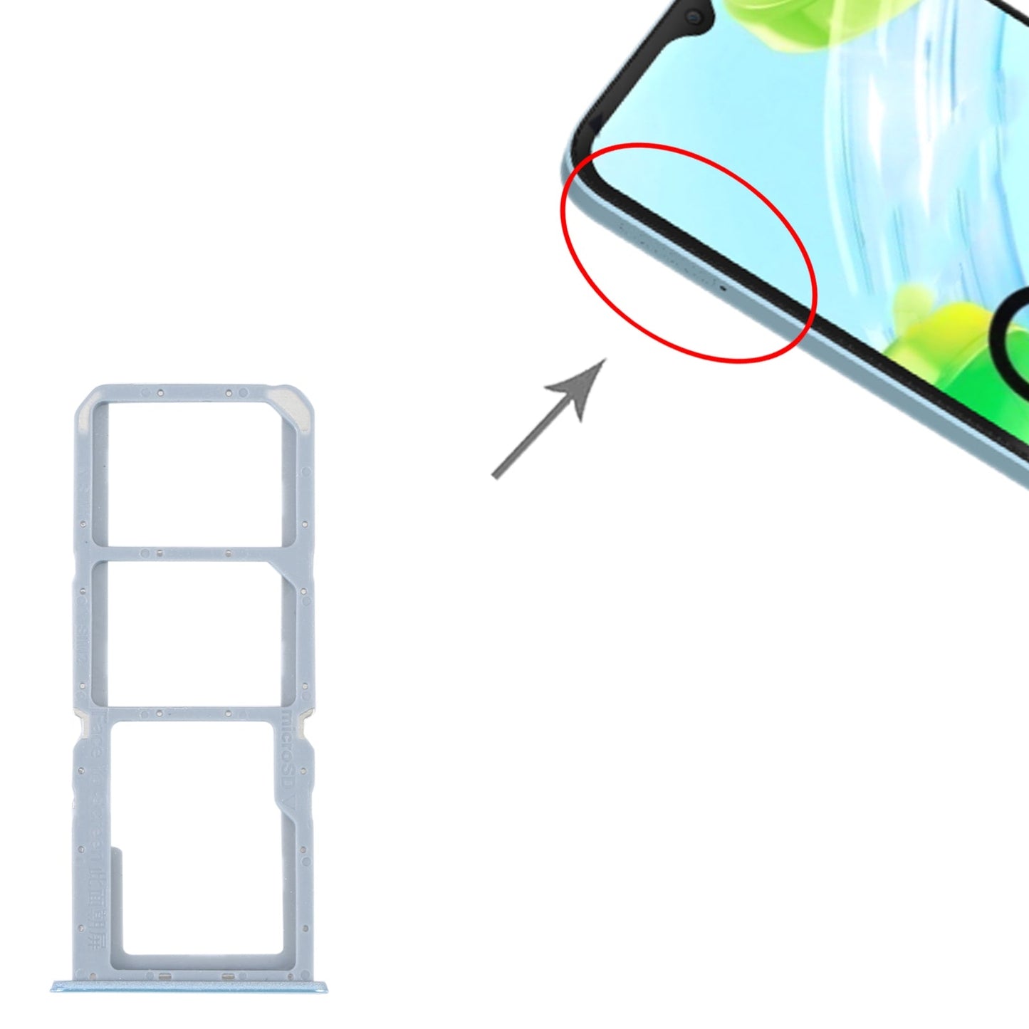 For Realme C30 SIM Card Tray + SIM Card Tray + Micro SD Card Tray (Blue)