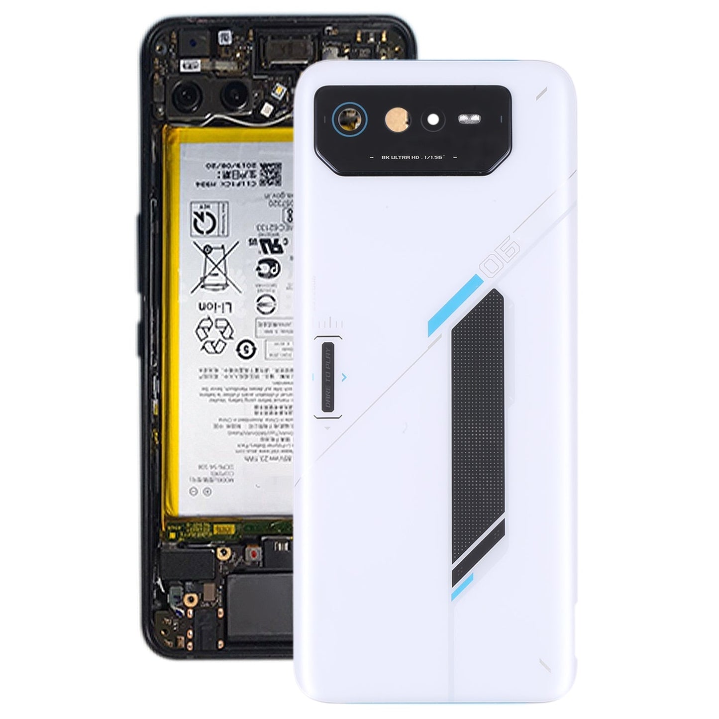 Original Glass Battery Back Cover for Asus ROG Phone 6 AI2201-C AI2201-F(White)