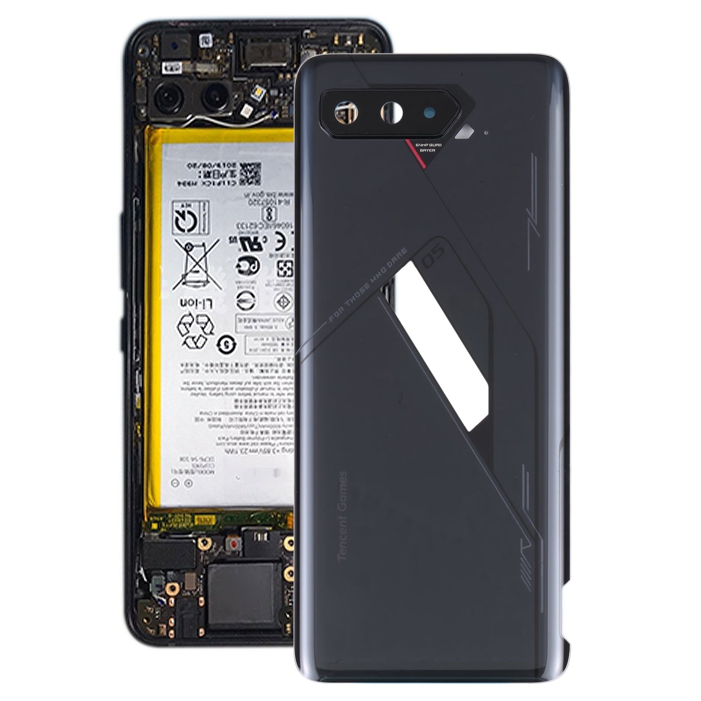 Glass Battery Back Cover for Asus ROG Phone 5 Pro ZS673KS(Black)