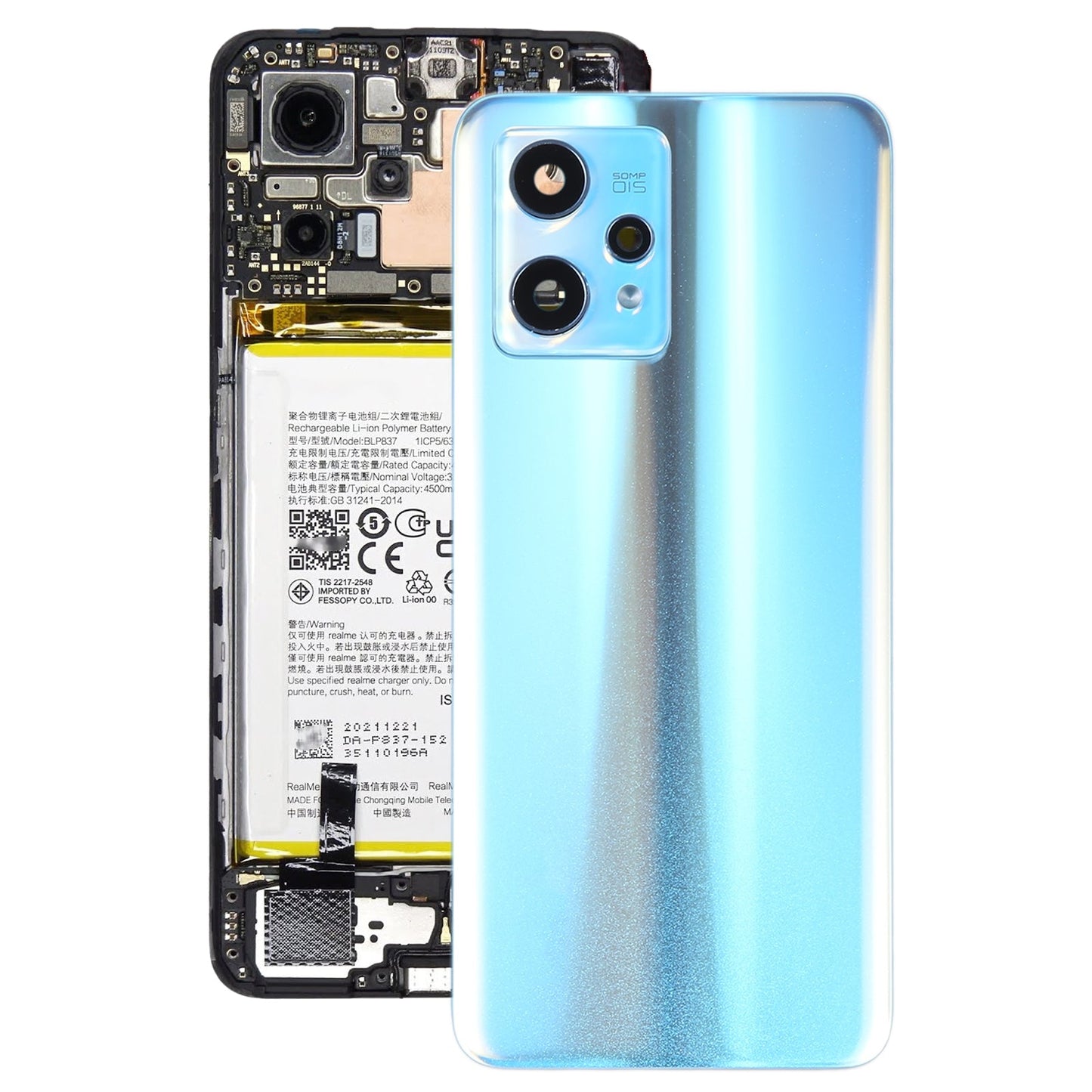 For Realme 9 Pro+ Original Battery Back Cover with Camera Lens Cover(Blue)