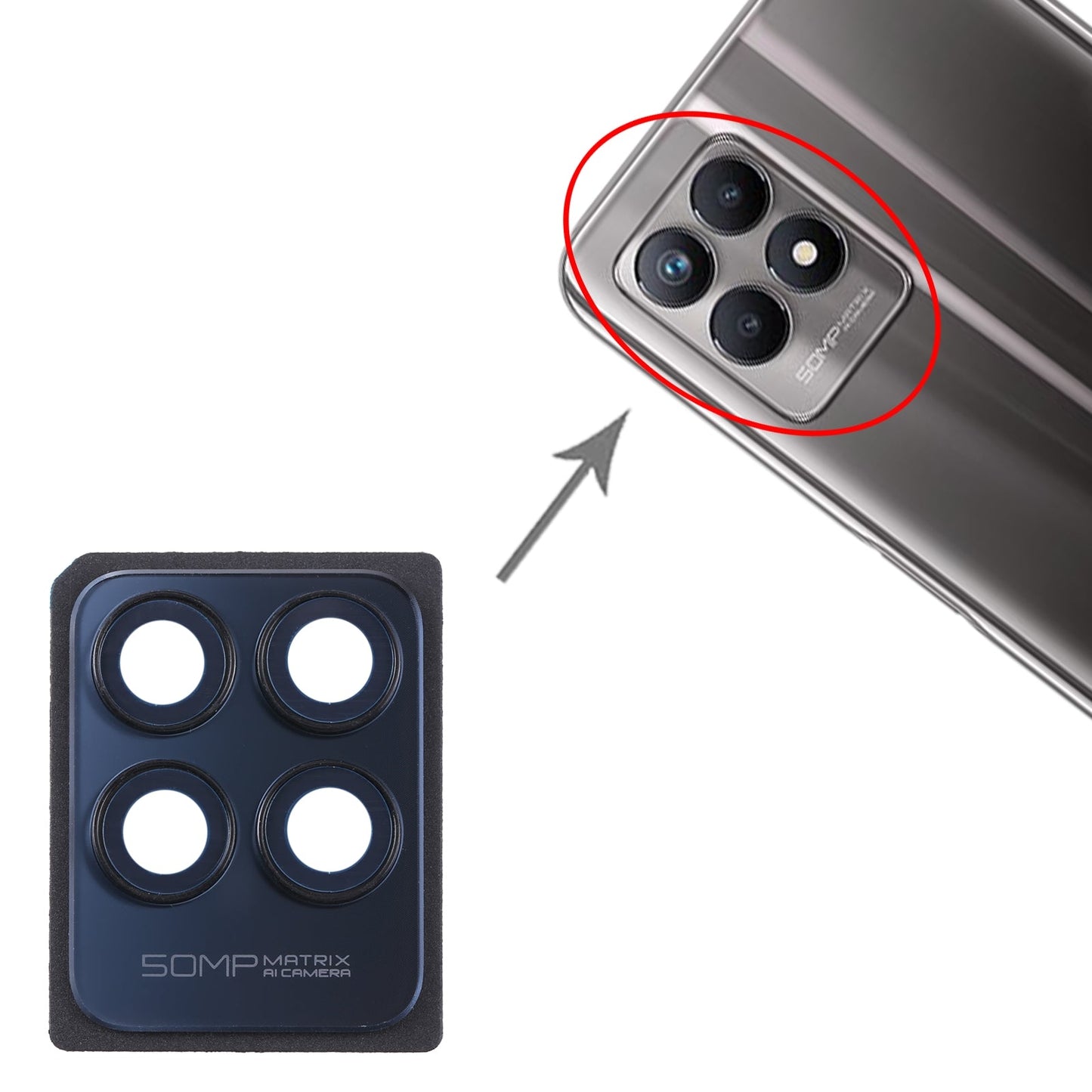 For Realme 8i Original Camera Lens Cover (Black)