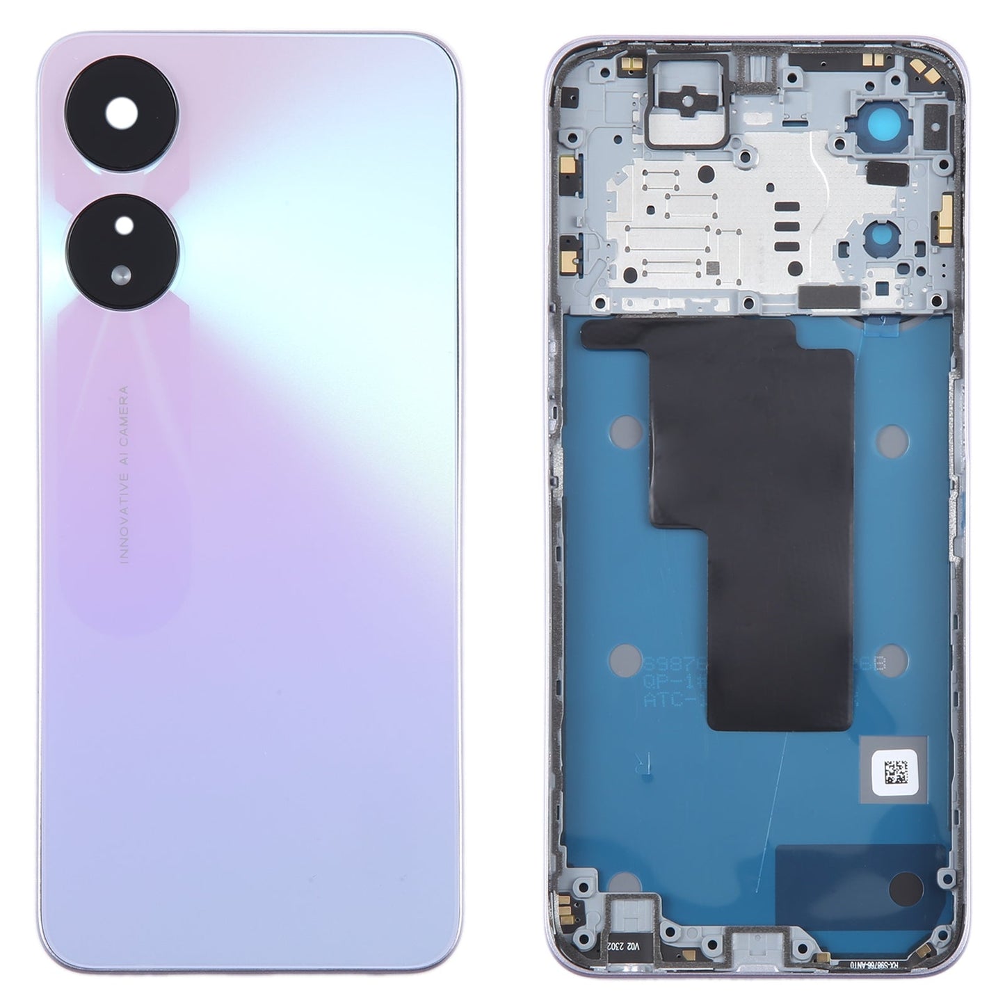 For OPPO A58 5G Original Battery Back Cover with Middle Frame(Purple)