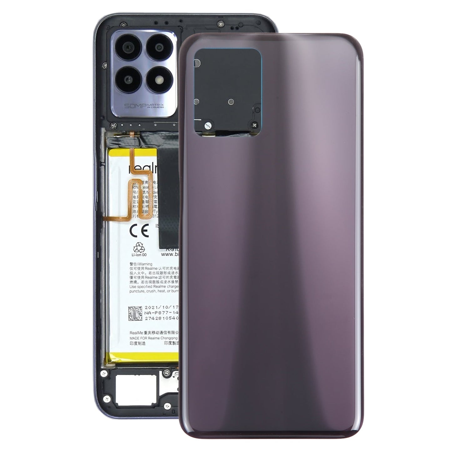 For Realme 8i Original Battery Back Cover(Black)