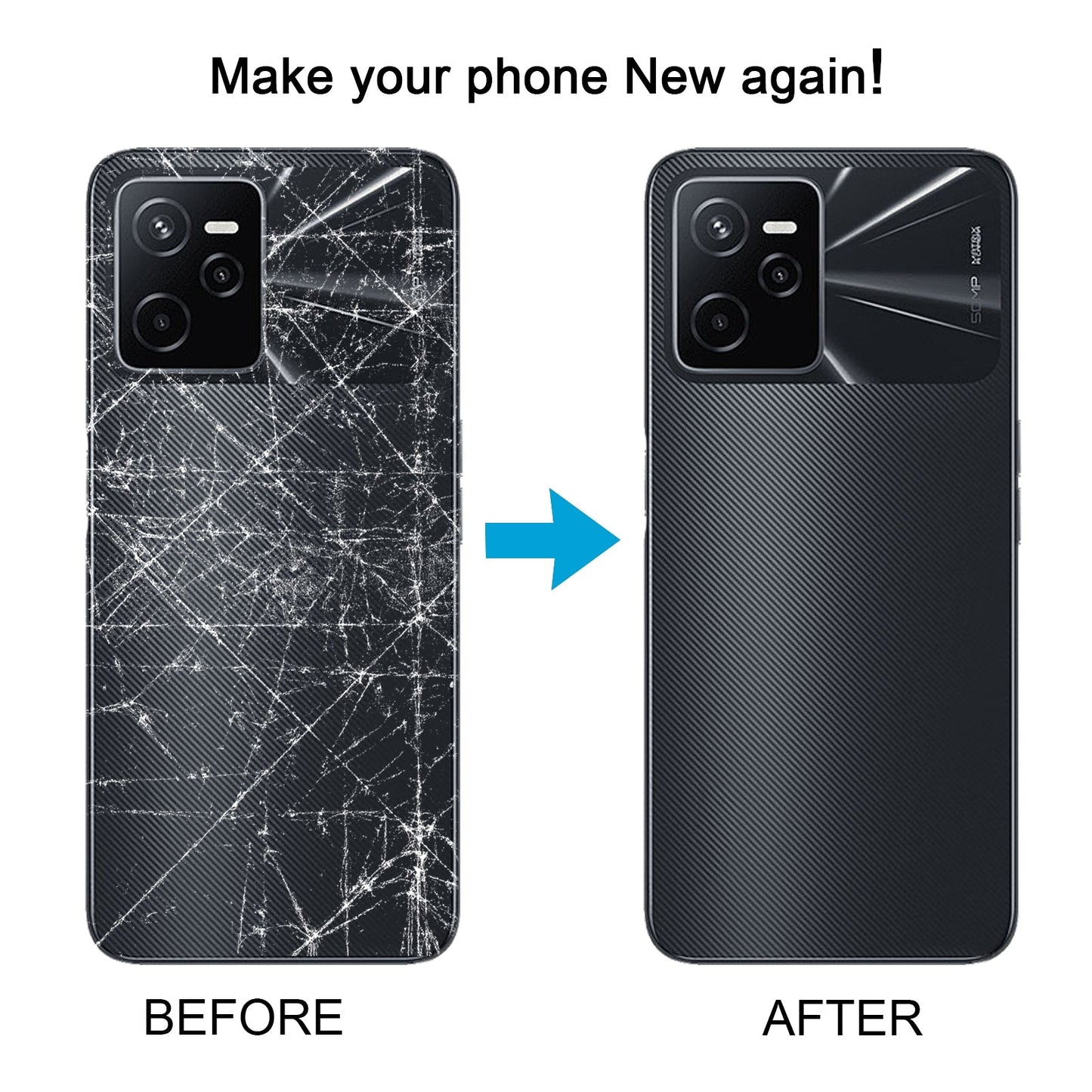 For Realme Narzo 50A Prime Original Battery Back Cover(Black)