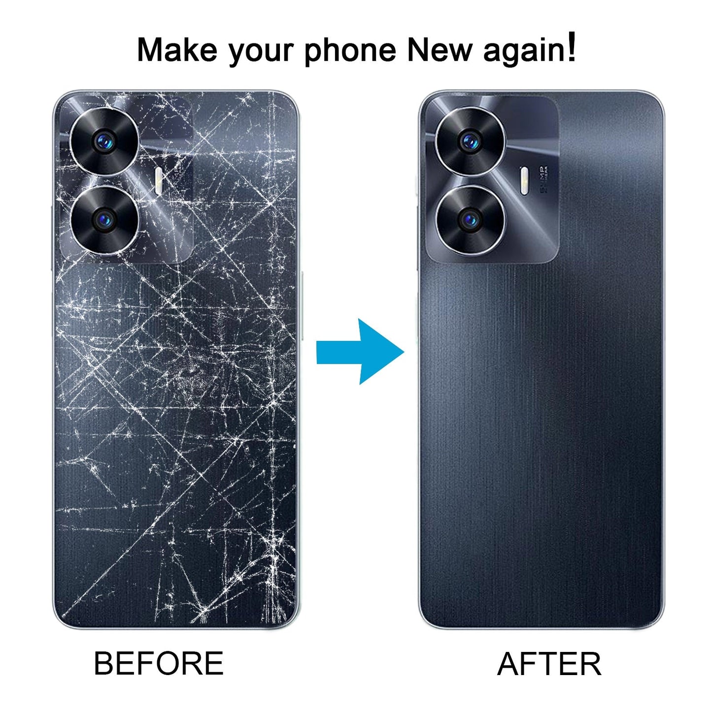 For Realme C55 Original Battery Back Cover with Camera Lens Cover(Black)