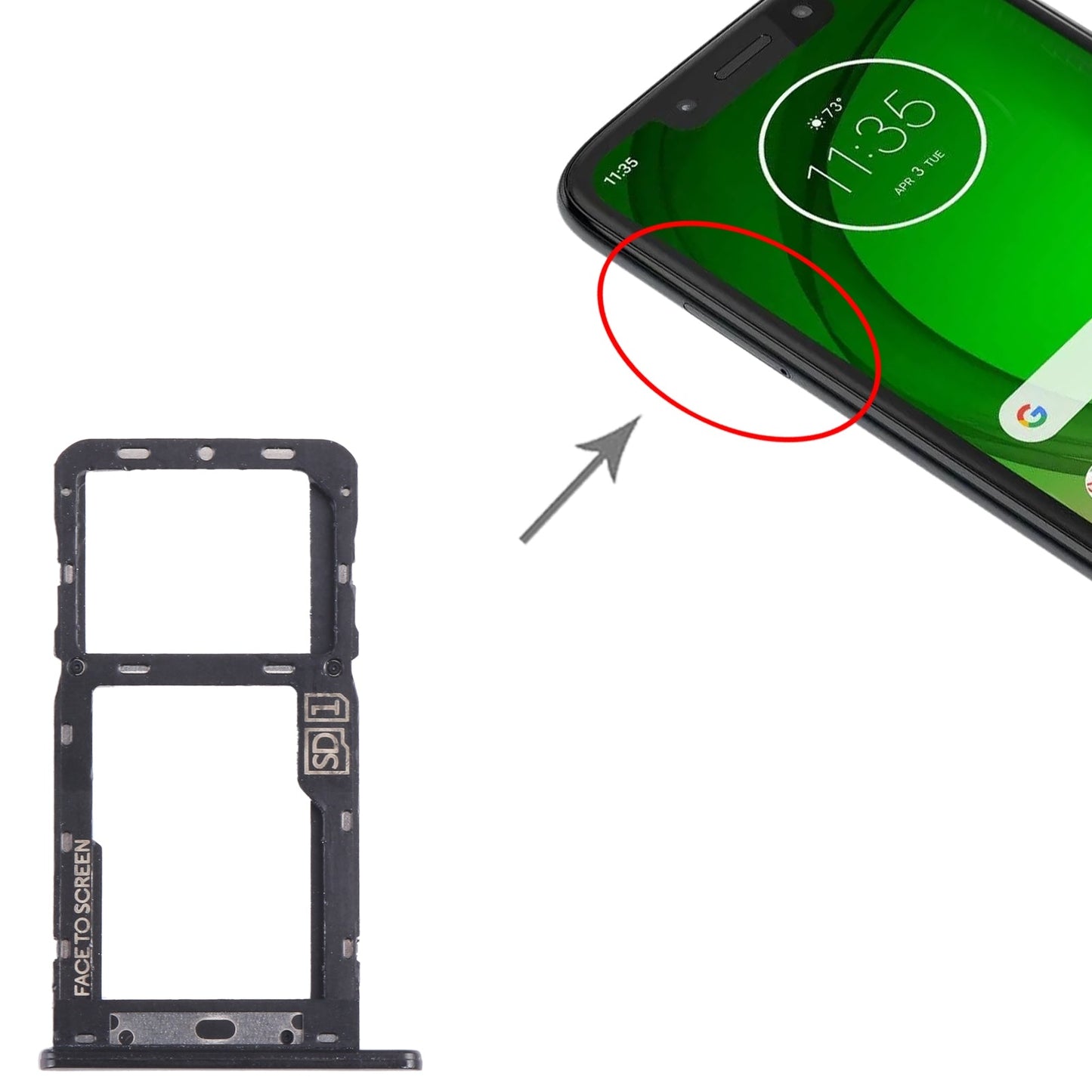 For Motorola Moto G7 Power US Version SIM Card Tray + Micro SD Card Tray (Black)