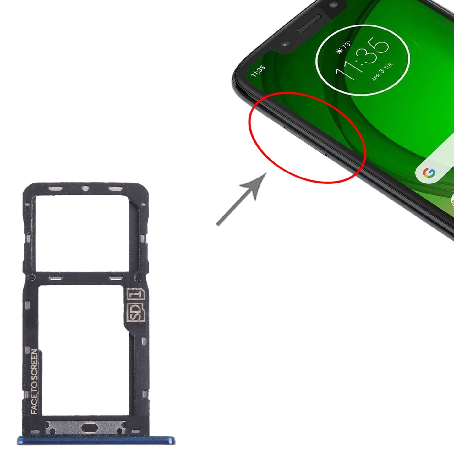 For Motorola Moto G7 Power US Version SIM Card Tray + Micro SD Card Tray (Blue)