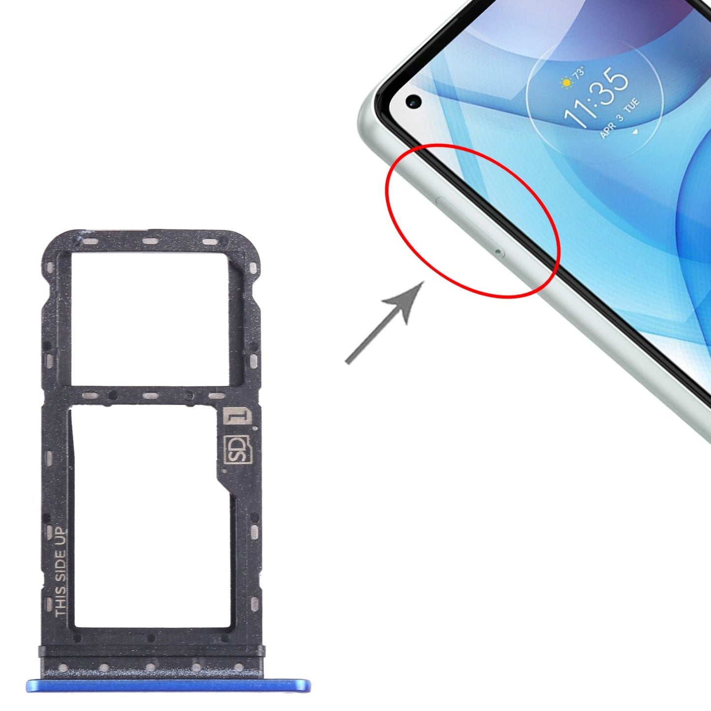 For Motorola Moto G Power 2021 SIM Card Tray + Micro SD Card Tray (Blue)