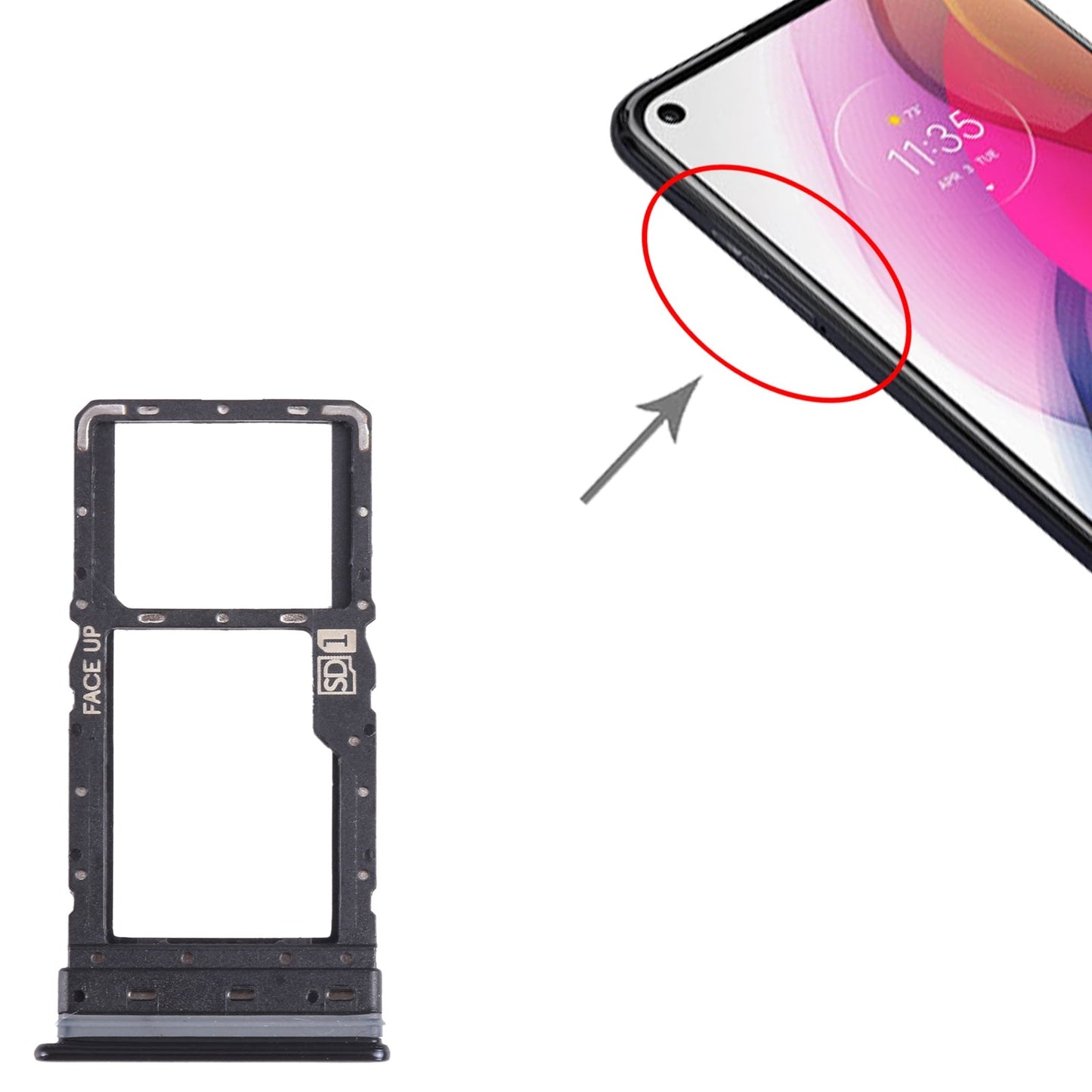 For Motorola Moto G Stylus 2021 SIM Card Tray + Micro SD Card Tray (Black)