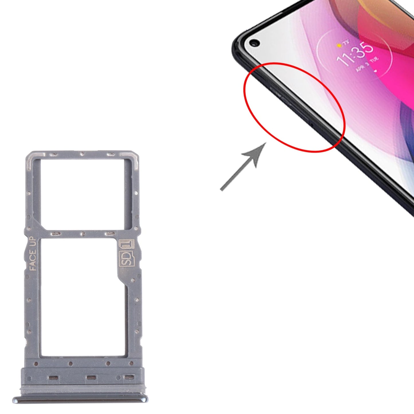 For Motorola Moto G Stylus 2021 SIM Card Tray + Micro SD Card Tray (Silver)