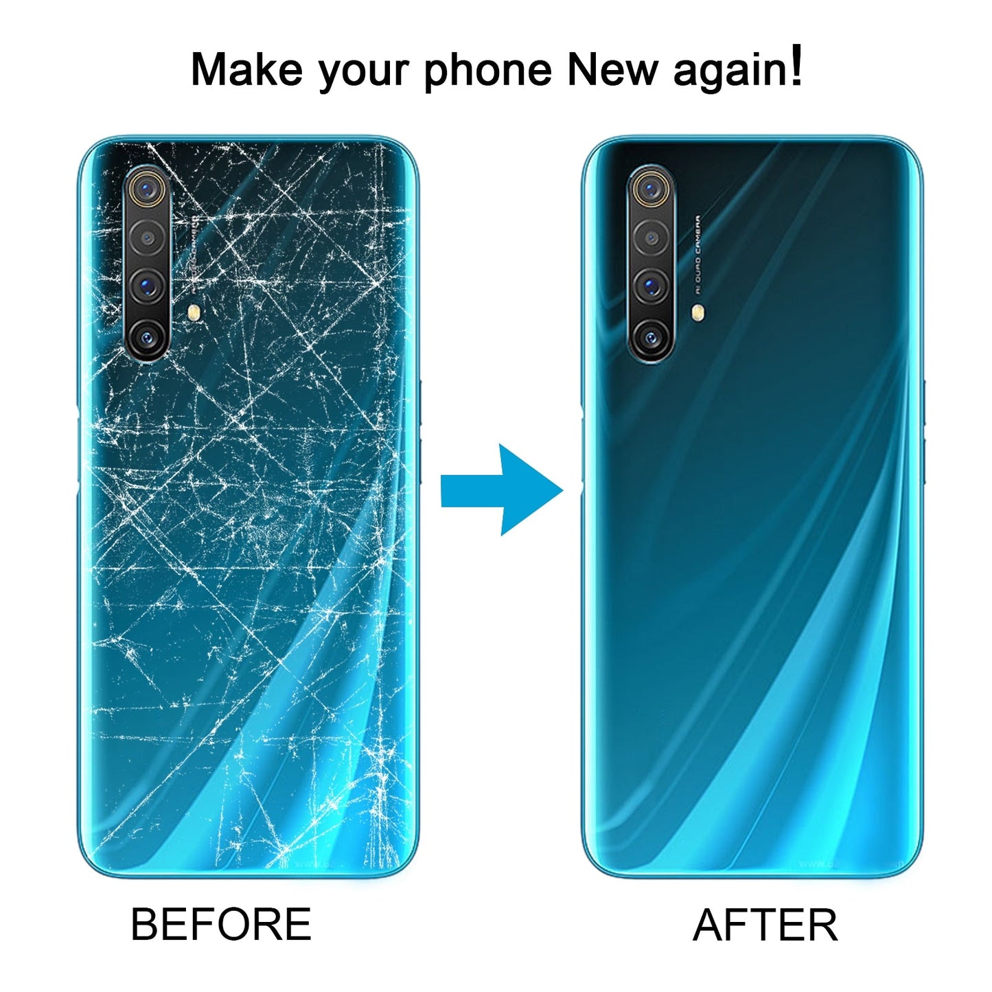 For OPPO Realme X3 / Realme X3 SuperZoom Plastic Battery Back Cover(Blue)