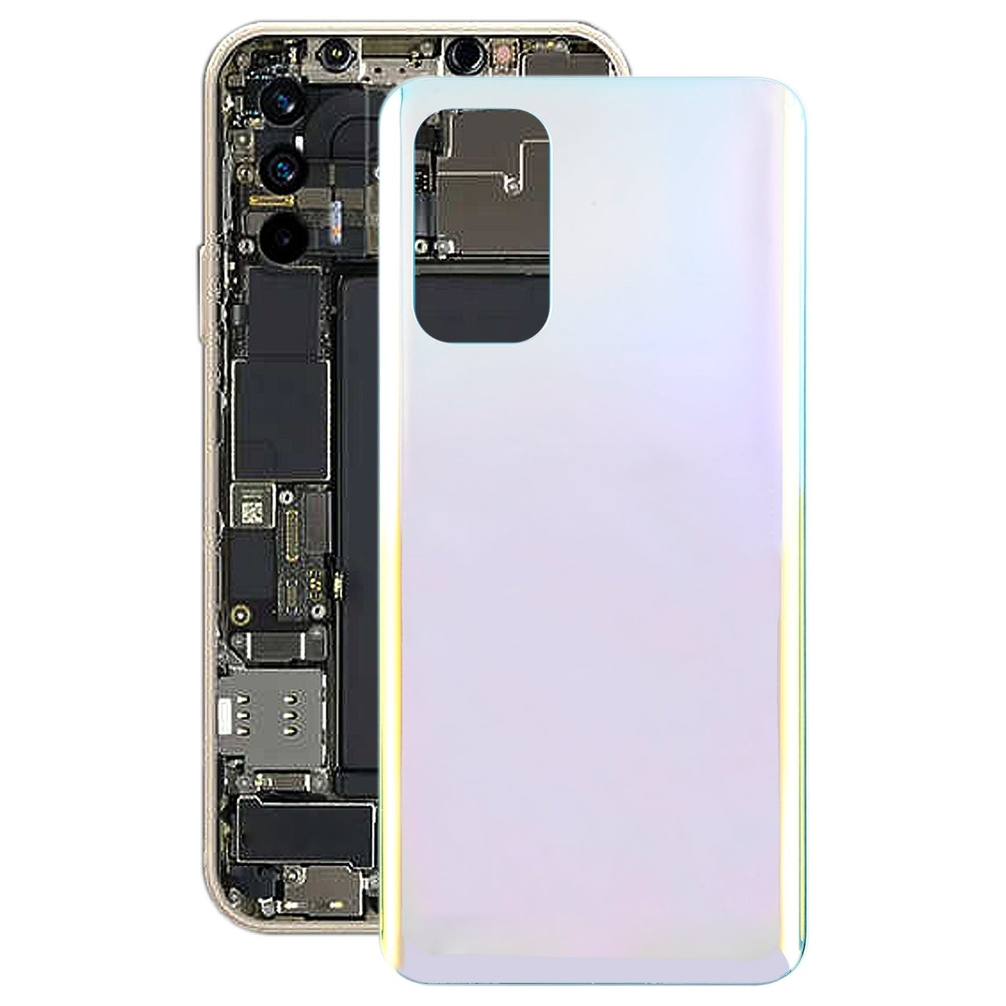 For OPPO Find X3 Lite Glass Material Battery Back Cover(Bright Silver)