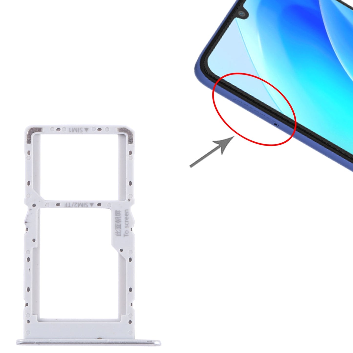 For Huawei nova Y70 SIM + SIM / Micro SD Card Tray (Silver)