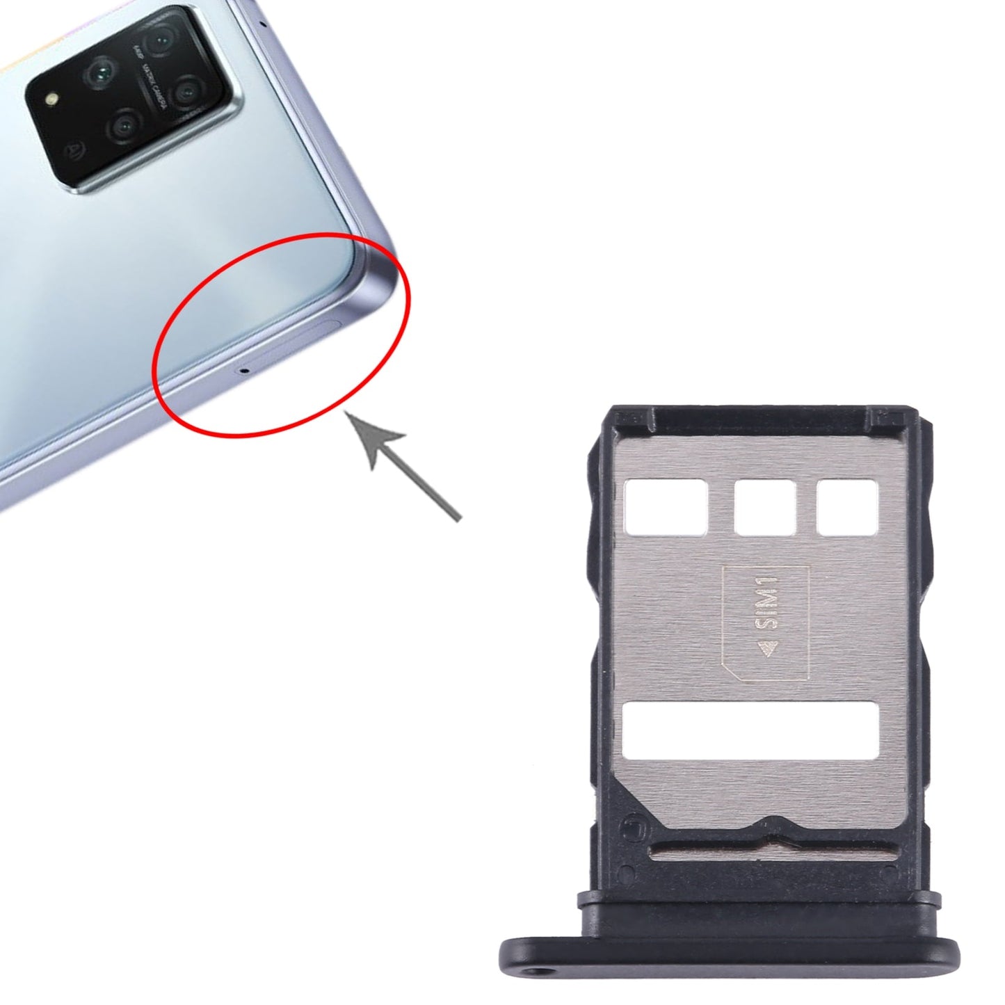 For Honor Play 5T Pro SIM Card Tray (Black)