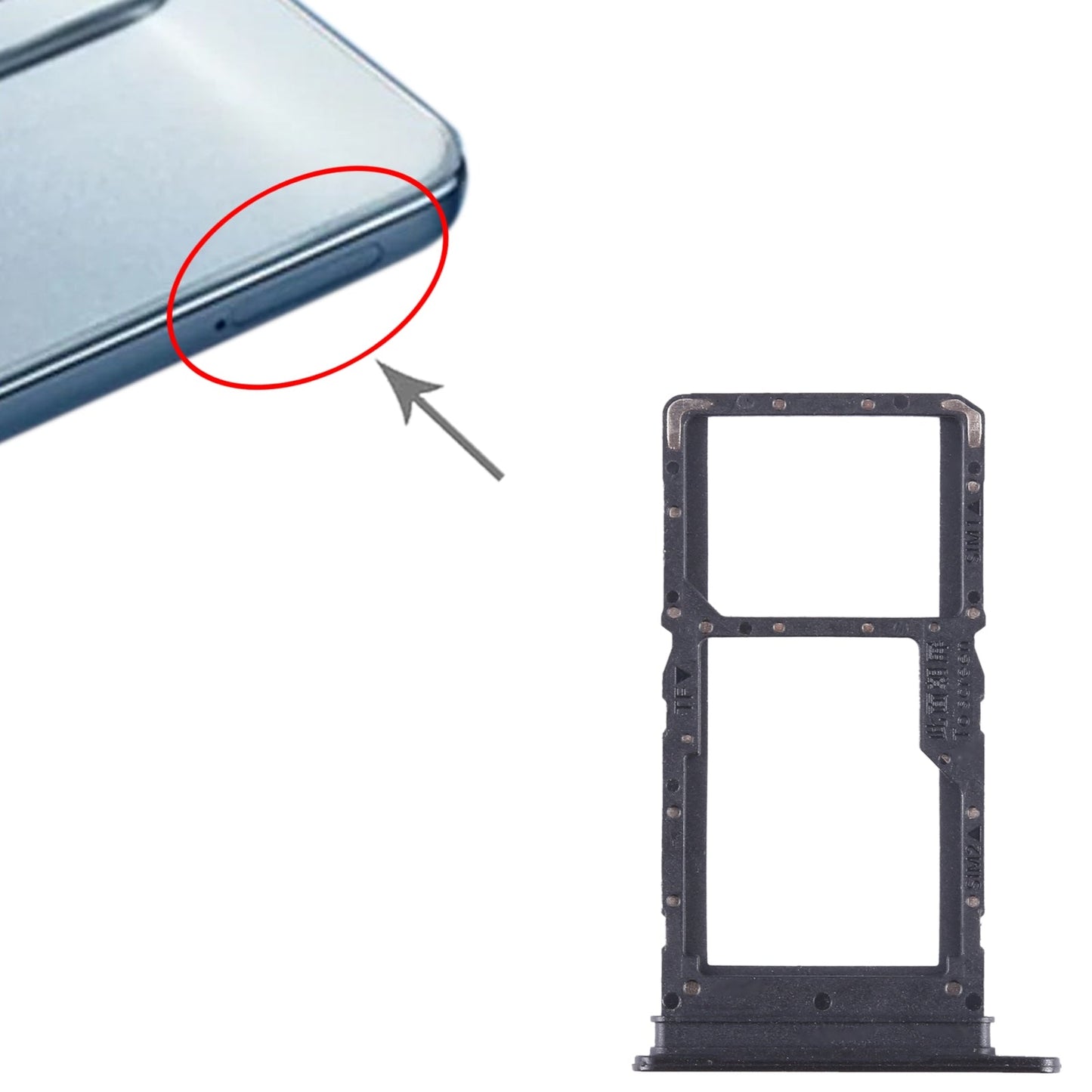 For Honor Play 30 SIM + SIM / Micro SD Card Tray (Black)