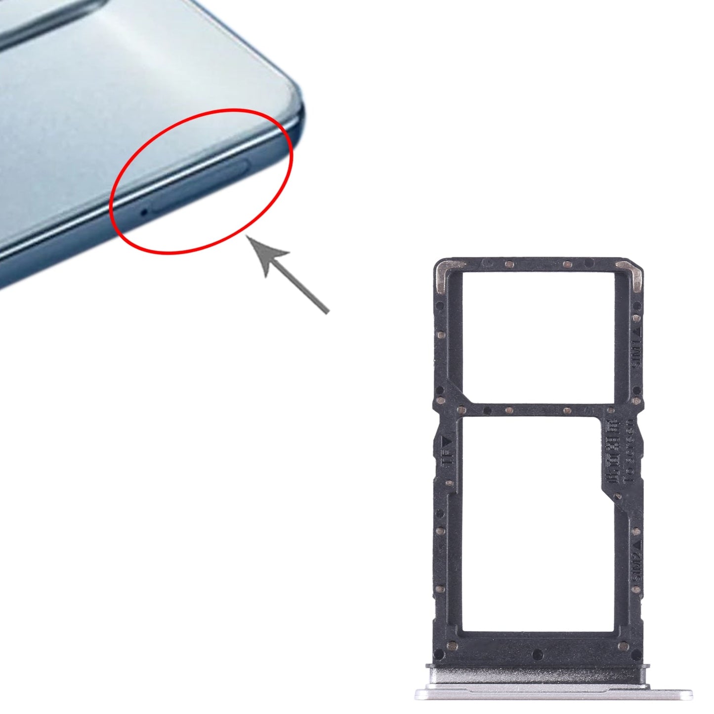 For Honor Play 30 SIM + SIM / Micro SD Card Tray (Silver)