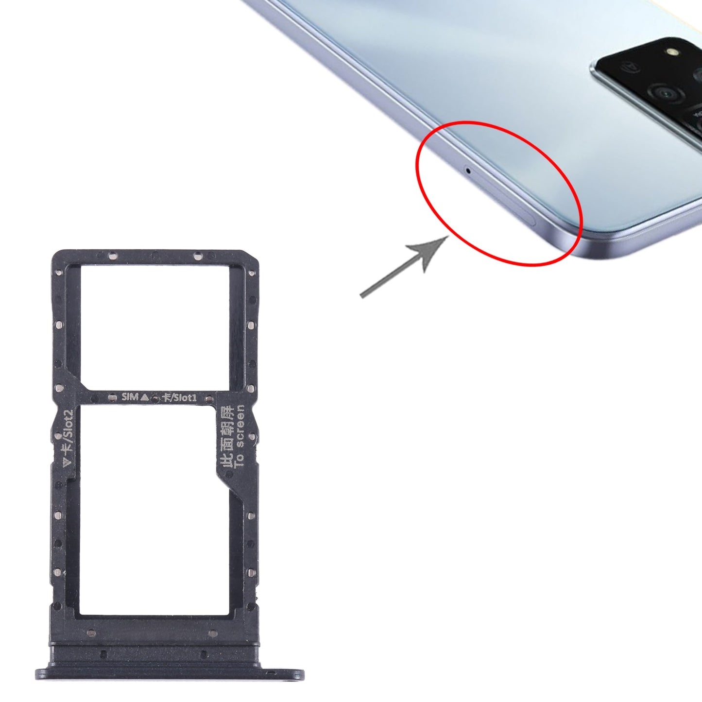 For Honor Play 20A SIM + SIM / Micro SD Card Tray (Black)