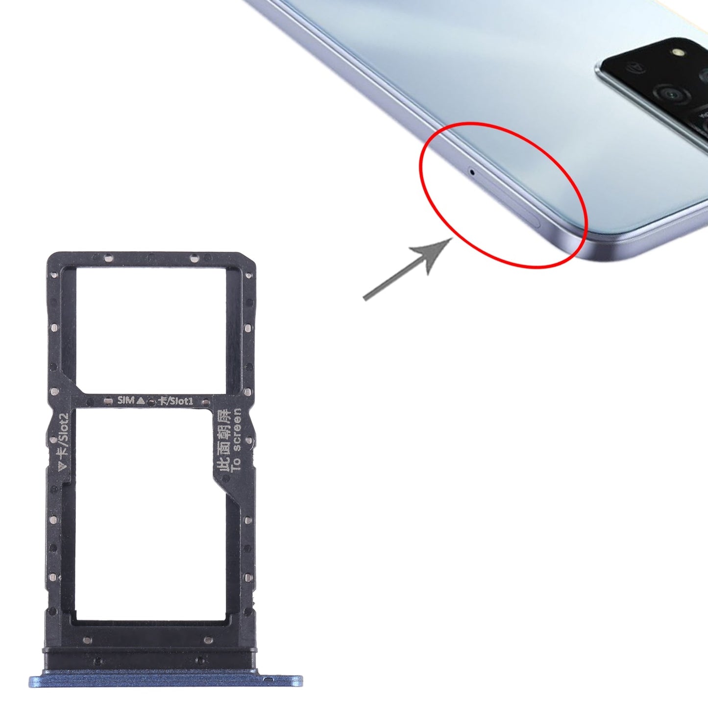 For Honor Play 20A SIM + SIM / Micro SD Card Tray (Blue)