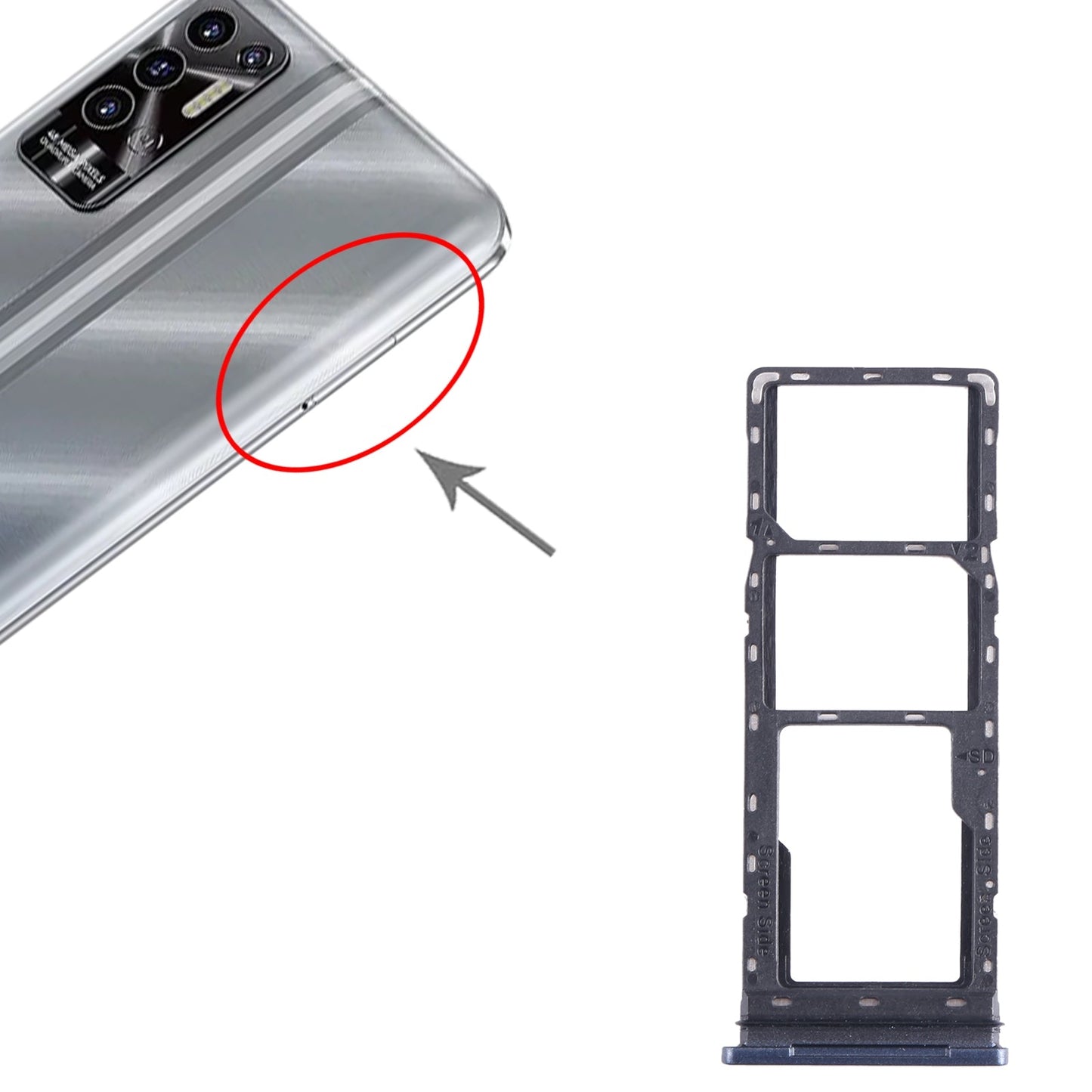 For Tecno Pova 2 SIM Card Tray + SIM Card Tray + Micro SD Card Tray (Dark Blue)
