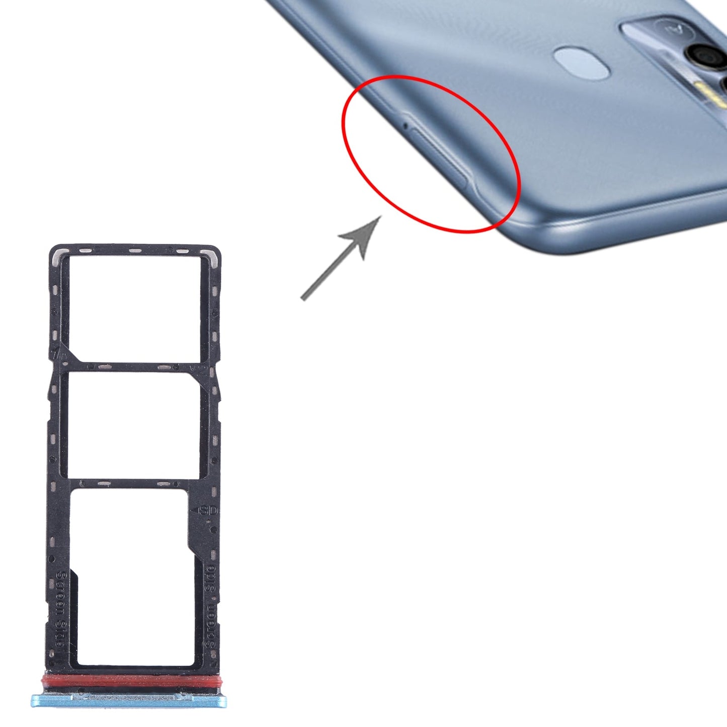 For Tecno Spark 7T SIM Card Tray + SIM Card Tray + Micro SD Card Tray (Blue)