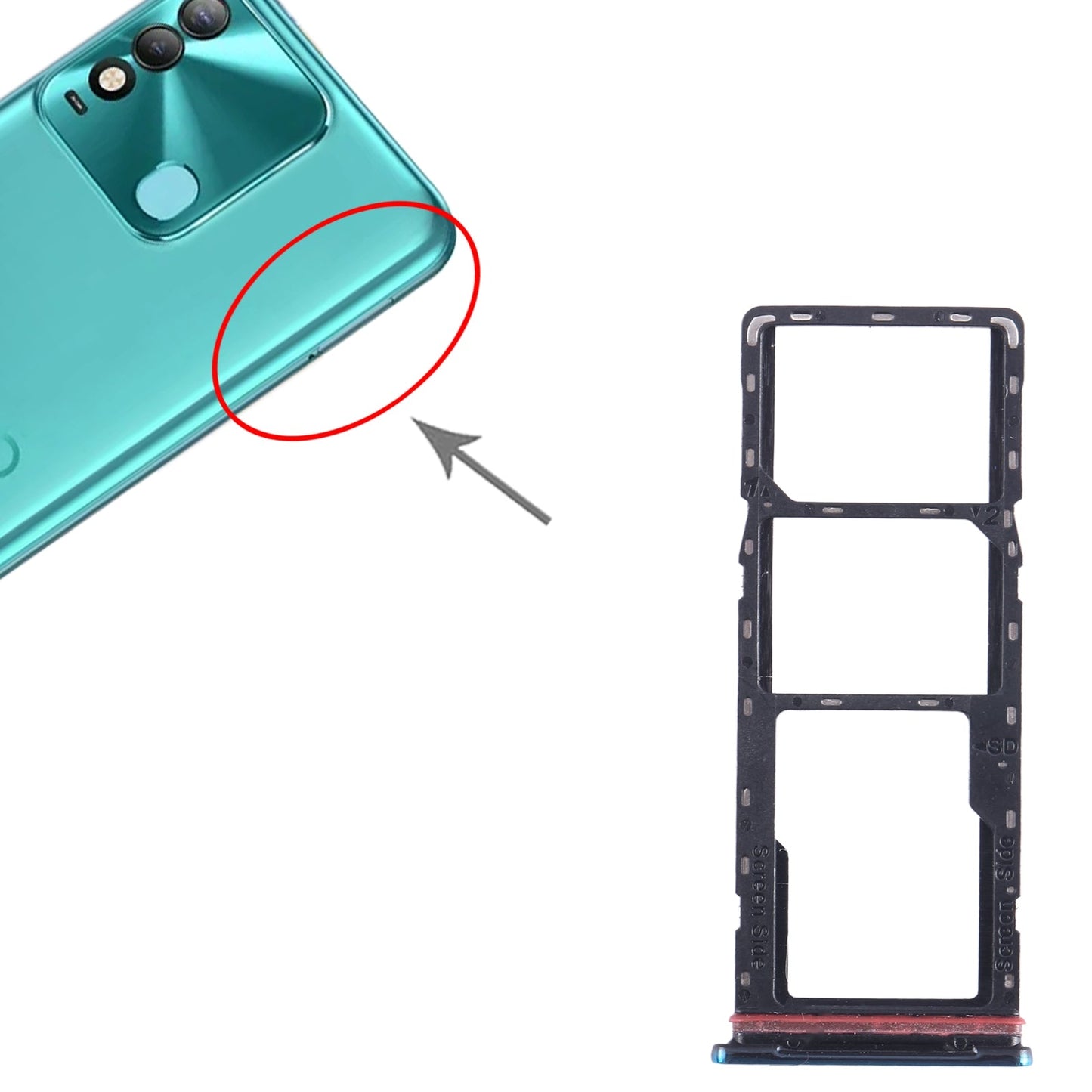 For Tecno Spark 8 SIM Card Tray + SIM Card Tray + Micro SD Card Tray (Green)
