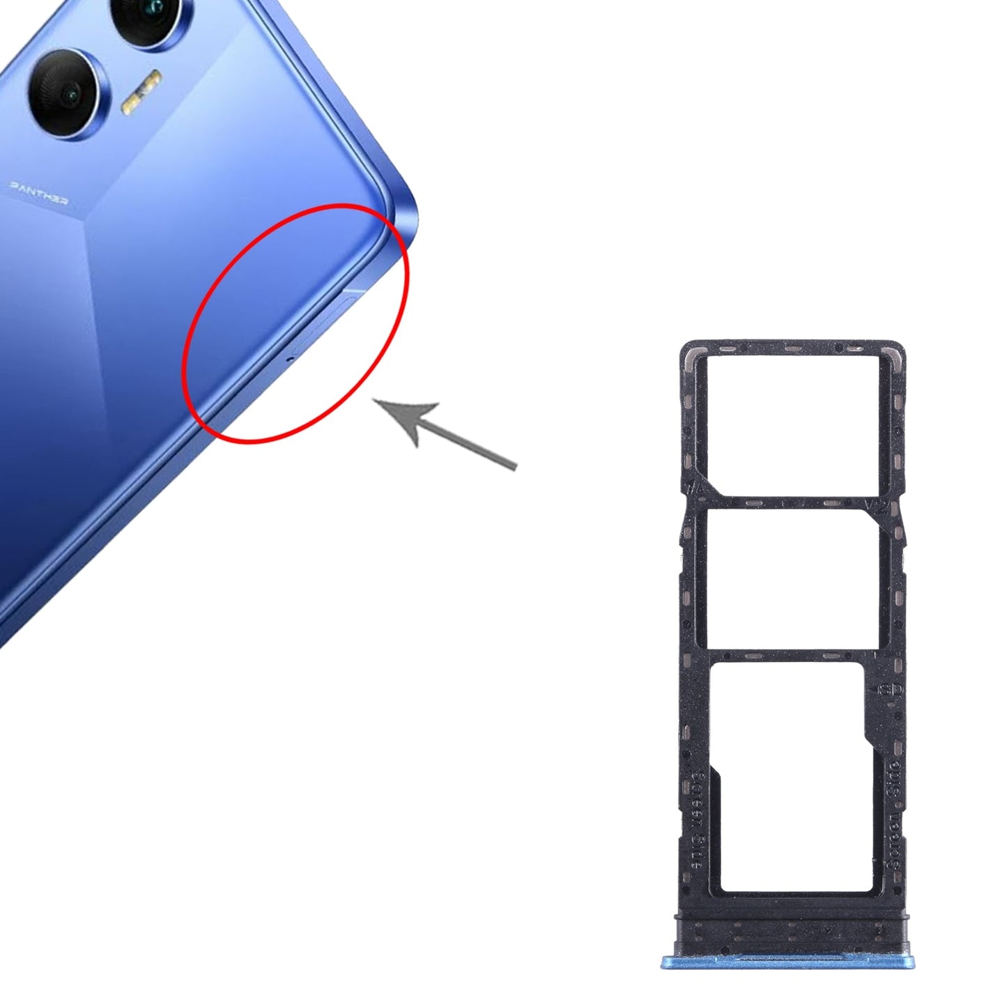 For Tecno Pova Neo SIM Card Tray + SIM Card Tray + Micro SD Card Tray (Blue)