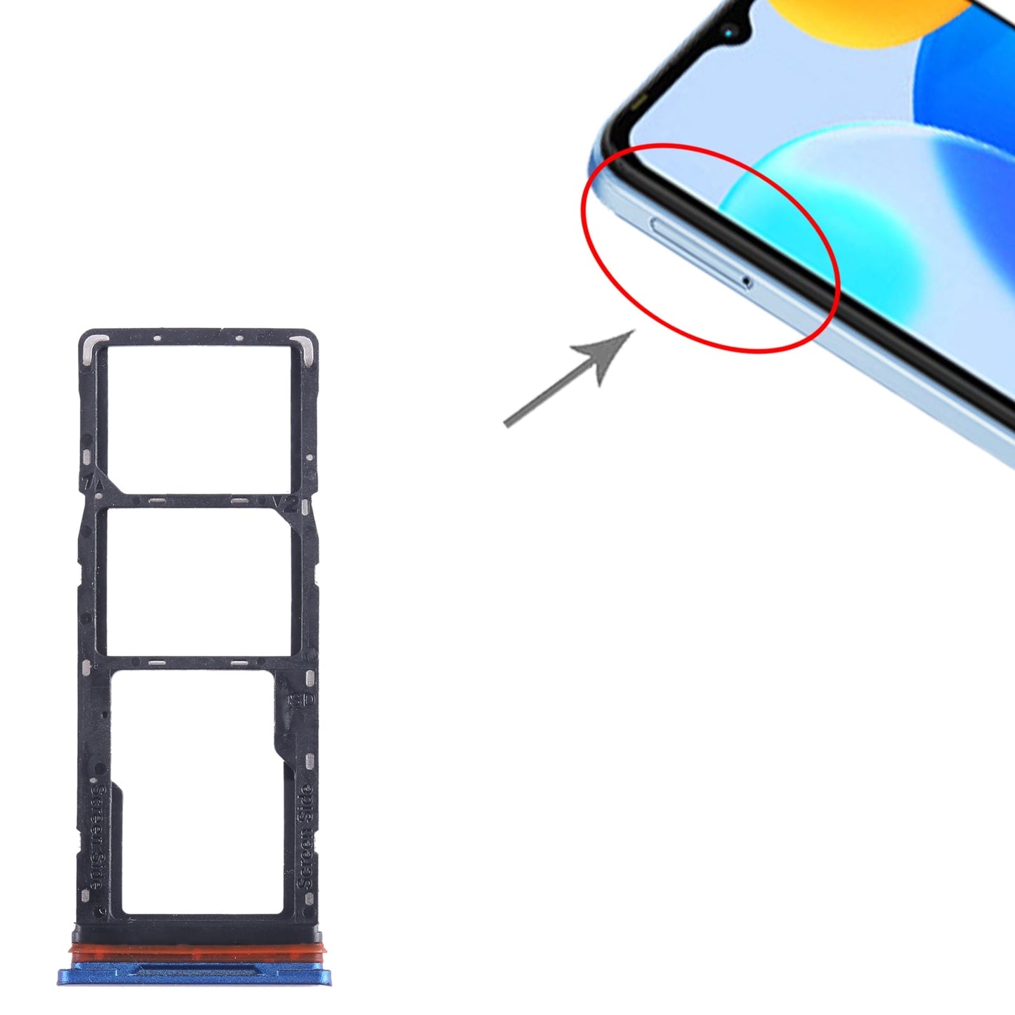 For Tecno Pop 5 Pro SIM Card Tray + SIM Card Tray + Micro SD Card Tray (Blue)