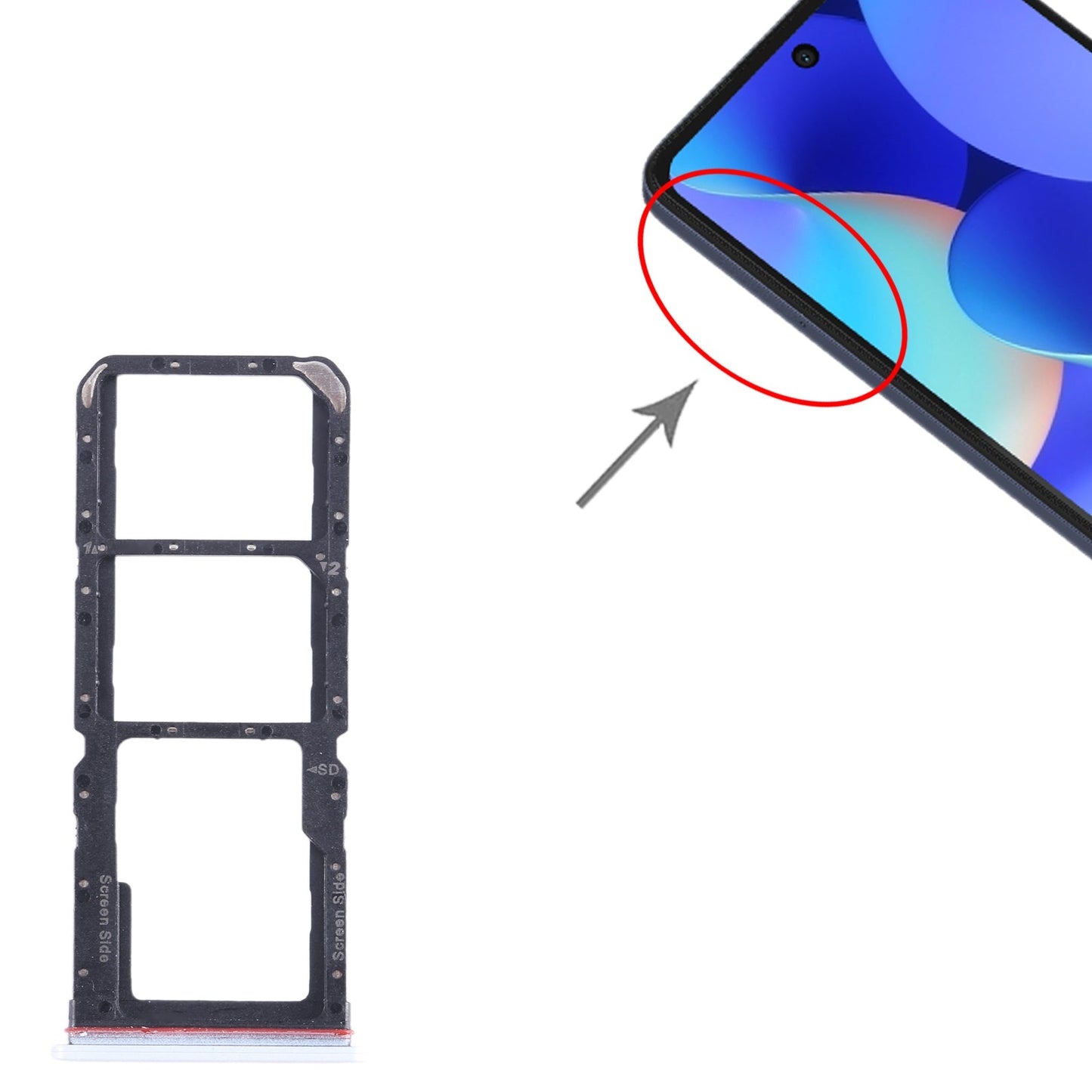 For Tecno Spark 10 Pro KI7 SIM Card Tray + SIM Card Tray + Micro SD Card Tray (White)