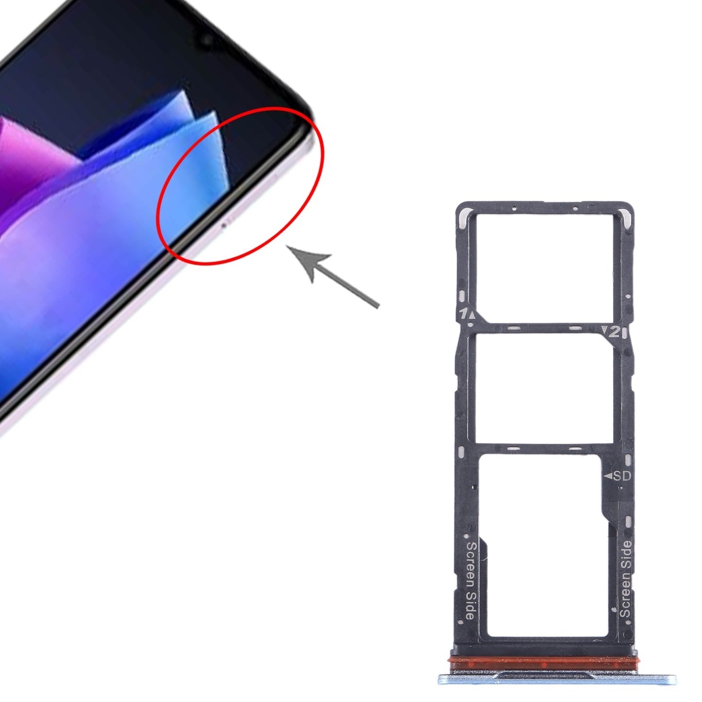 For Tecno Pop 7 BF6 SIM Card Tray + SIM Card Tray + Micro SD Card Tray (Blue)
