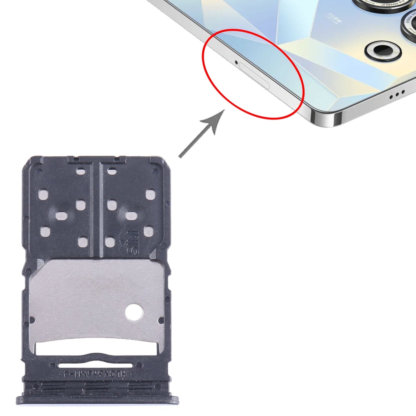 For Tecno Camon 20 Pro SIM Card Tray + Micro SD Card Tray (Silver)