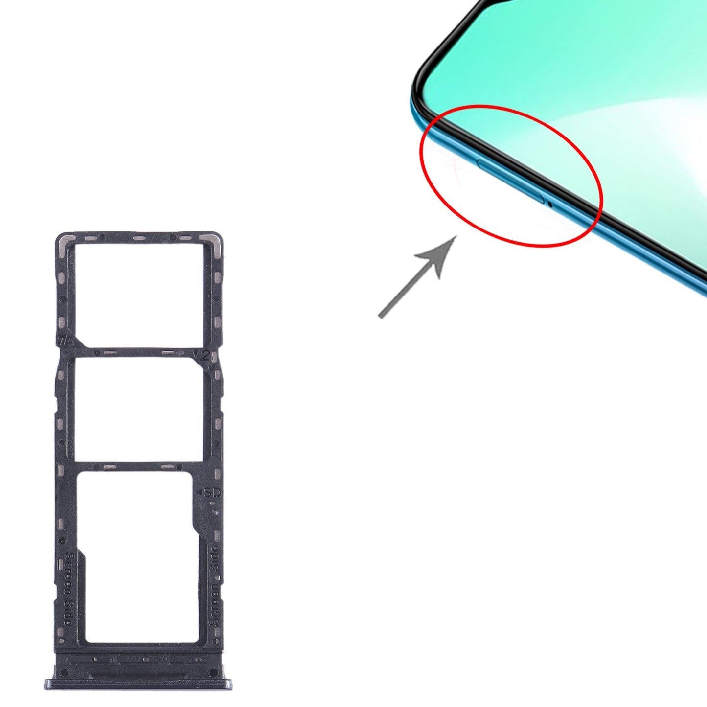 For Infinix Hot 11 Play SIM Card Tray + SIM Card Tray + Micro SD Card Tray (Black)