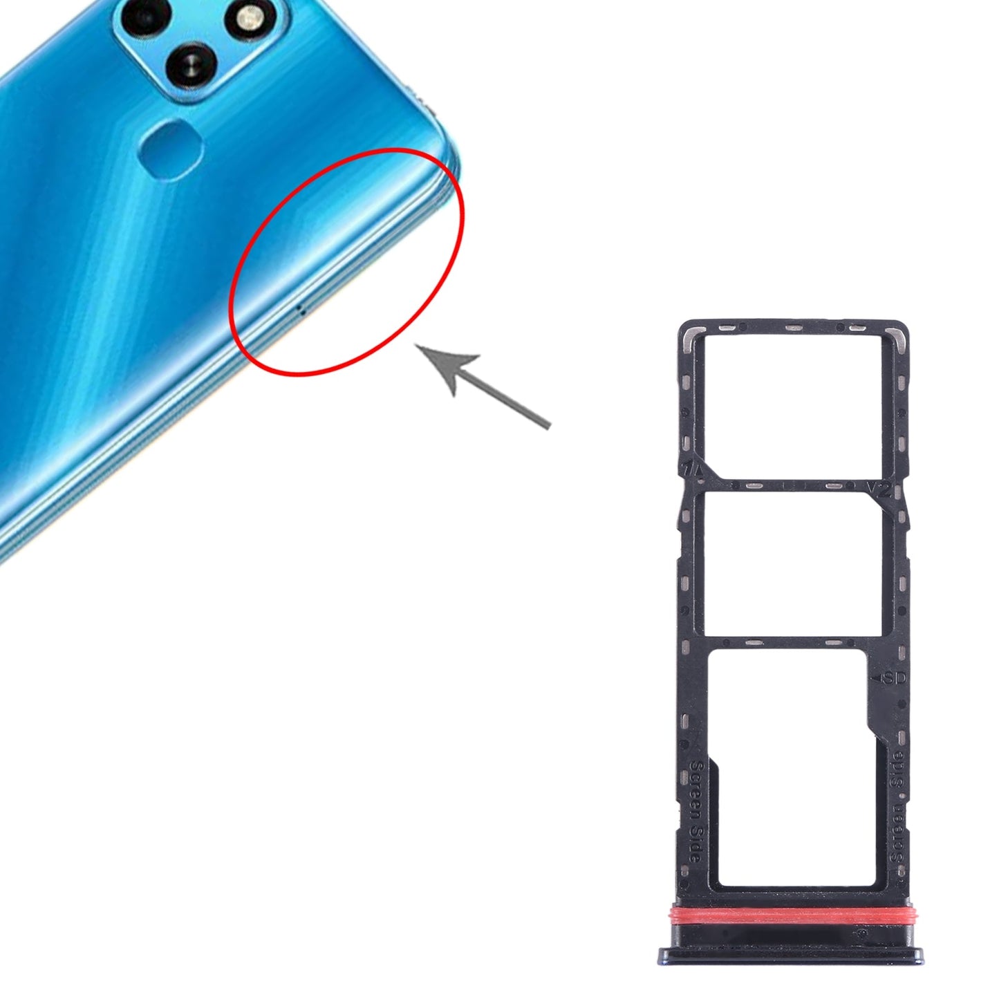 For Infinix Smart 6 Plus India X6823 SIM Card Tray + SIM Card Tray + Micro SD Card Tray (Blue)