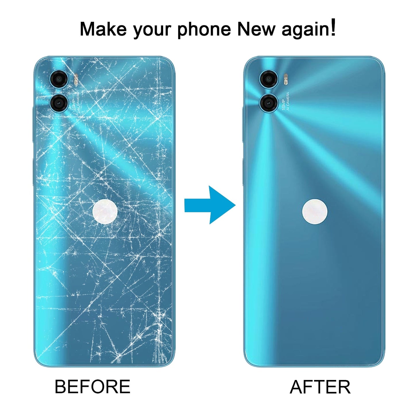 For Motorola Moto E22s Original Battery Back Cover(Blue)