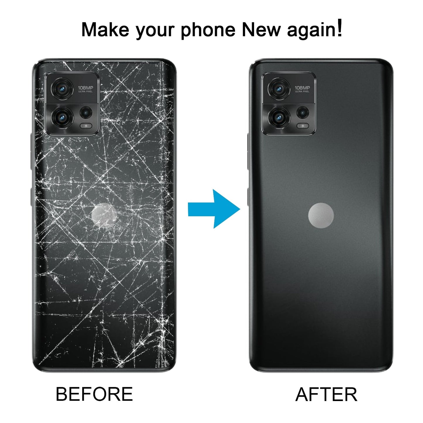 For Motorola Moto G72 Original Battery Back Cover(Blue)